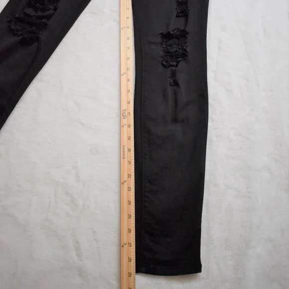 KanCan Skinny Jeans Sz 27 Mid Rise Denim Pants Distressed Grunge Destroyed Black - Picture 12 of 16